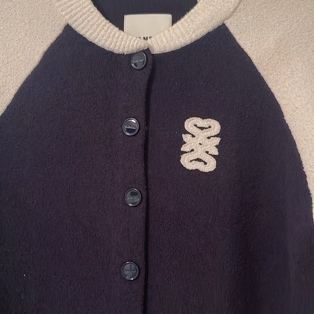 Sandro Bolzano Varsity Color Block Bouclé Cardigan Size 0 - Picture 4 of 7